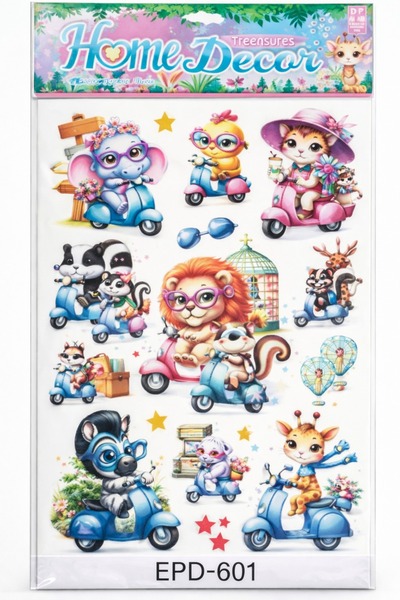 OEM 3D Wall Sticker Children Animals on Scooter, 8D Home Decor Sticker, Color...