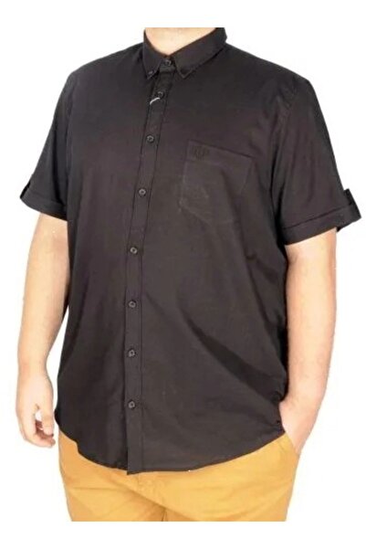 cusseli Large Size Linen Lycra Shirt with Pockets 20389 Black
