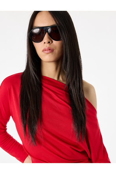 Koton Вталена тениска с лодка деколте и дълъг ръкав