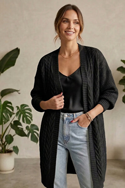 QBZ Black Medium Length Soft Cardigan