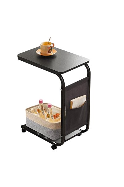 OEM Darkwooden Coffee Table – 2 Tops, 4 Wheels, Storage Pocket, Black