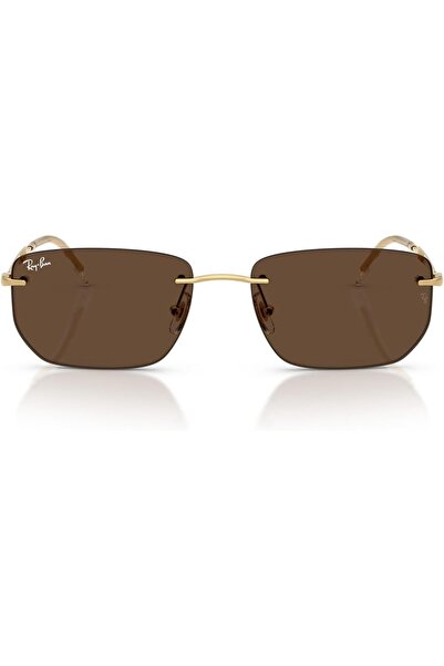 Ray-Ban RB3768 001/73 إطار معدني مستطيل الشكل بدون حواف للجنسين من أريستا بال...