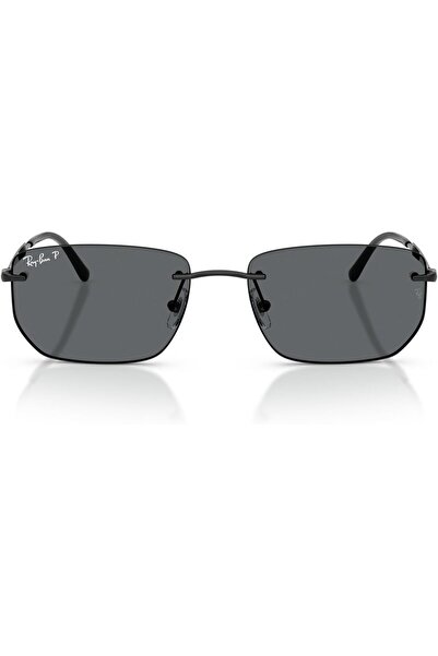 Ray-Ban RB3768 002/81 Rectangular Unisex Rimless Metal Polarized Frame Black/...