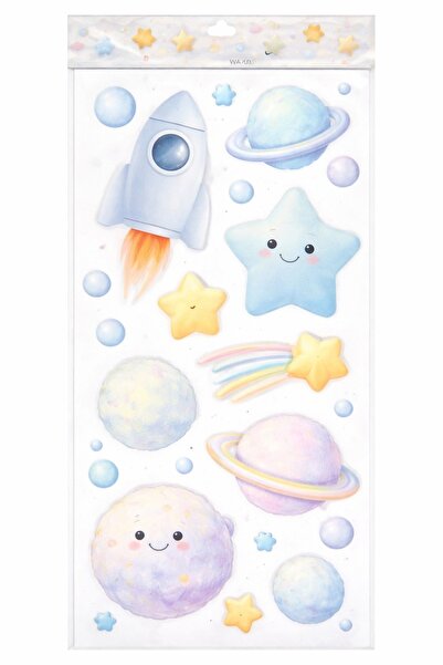 OEM 3D Decorative Wall Sticker – Outer Space with Planets, Moon and Rocket – ...