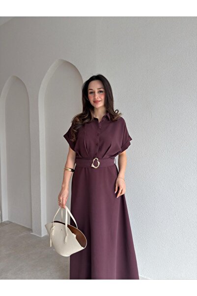 Mooi Butik فستان روكسي ميدي 9025 - بلون البرقوق