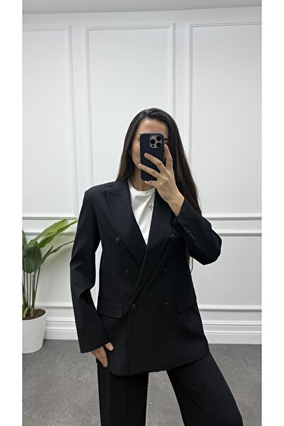 CurcunaShop Women's Double Breasted Blazer Jacket