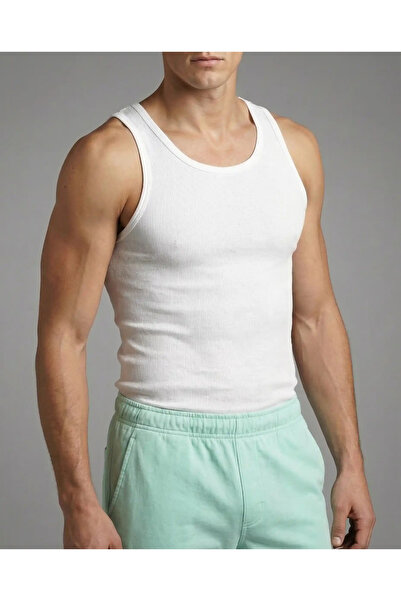 earthen Bamboo Men's Eco Rib Tank – 2pcs. Per size in one pack (White)