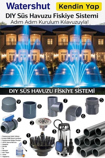 WATERSHUT Kendin Yap Bahçe Volkan Süs Havuzu Fıskiye Sistemi (DIY)
