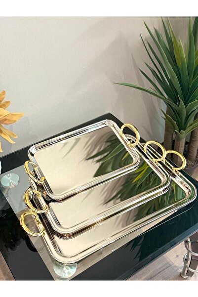 aljahwari 3-piece silver serving tray set