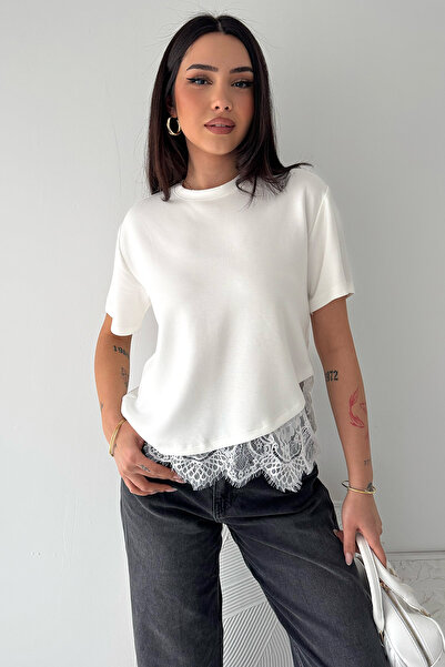 Noa&Noa Γυναικείο Μπλουζάκι με Δαντέλα και Λεπτομέρειες – Μοντέρνα Γραμμή, Κο...