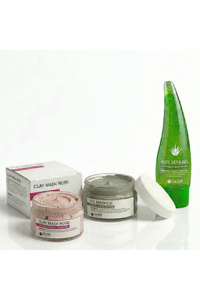 Lila Soft 3’lü Set - Saf Kil Maskesi + Gül Özlü Leke Karşıtı Maske - Aloe Ver...