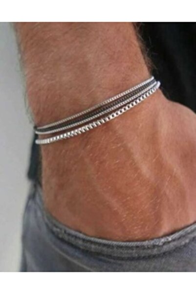 Basic Outfitters Set 4 Brățări Bărbați Argintiu și Negru din Oțel Inoxidabil ...