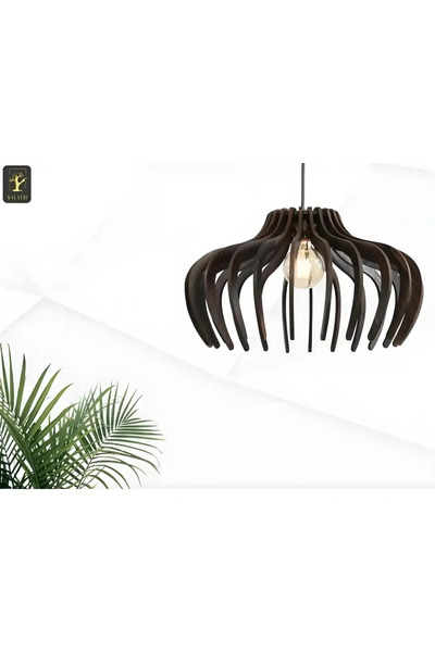 Luminars Rustik Ahşap Sarkıt Avize Bohem Modern Dekoratif Tekli Avize