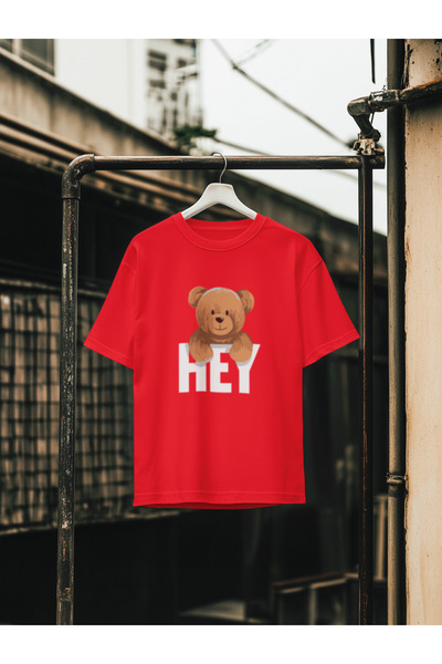 MG Hey Bear Printed Crew Neck Cotton Oversize Fit Unisex Short Sleeve Tshirt