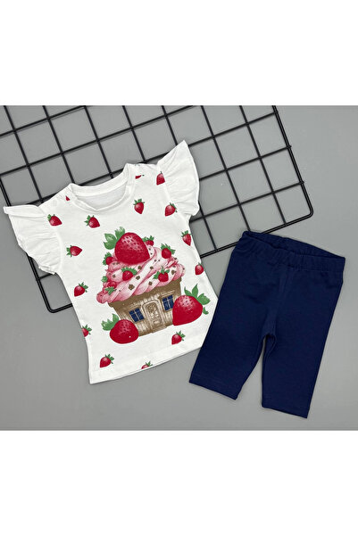 Poppy Baby Girl Strawberry Print T-Shirt and Leggings Casual Two-Piece Set 6-...