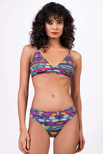 Endeep طقم بيكيني نسائي من قماش لوريكس مميز بنمط خطوط مخططة