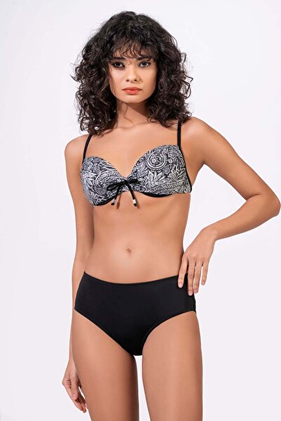 Endeep Women's Underwire Supported High Waist Bikini Set with Lace Detail