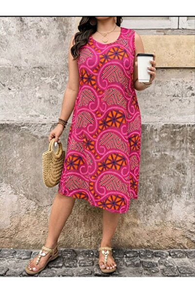 charango Round Neck Sleeveless Wide Cut Ethnic Dress