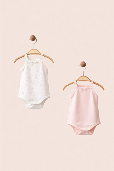 kidstil Ip Askılı Çıtçıtlı 2'li Kız Body %100 Pamuklu&Organik