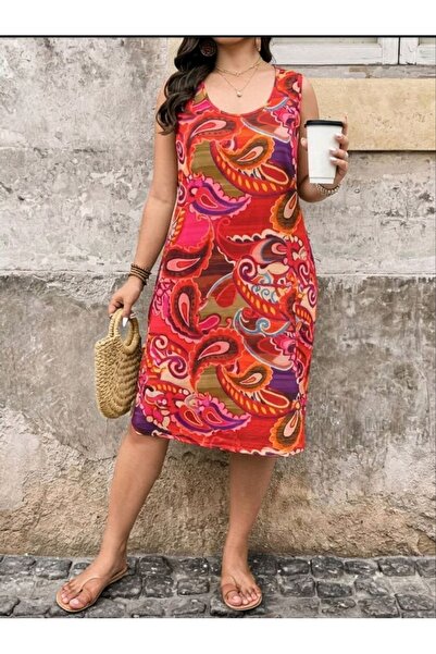 charango Round Neck Sleeveless Wide Cut Ethnic Dress