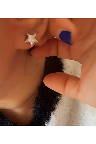 ACAR TAKI Xuping Silver Color Stone Minimal Star Earrings 8mm Acr9489