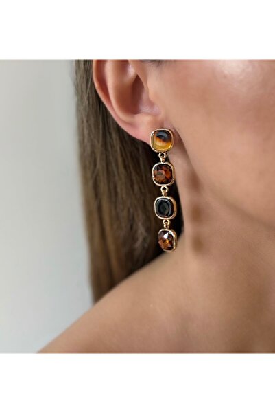 MAREM Dangle Jewelled Steel Earrings