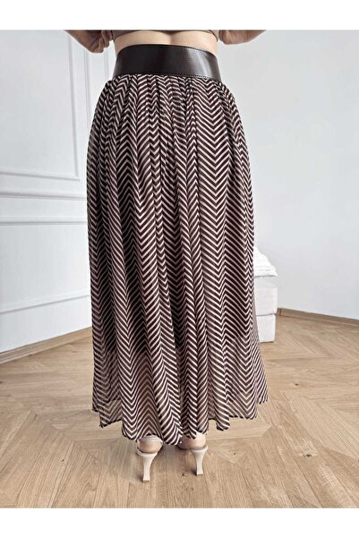 IŞILDA FASHION Işılda Zigzag Detailed Belted Skirt