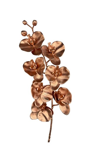 Nettenevime Yapay Çiçek Bronz Bakır Rengi Orkide Uzun Dal 80cm Orkide