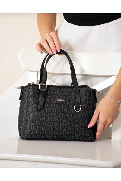 eflanmoda Just Polo Monogram Printed 4-Compartment Women's Hand and Shoulder Bag