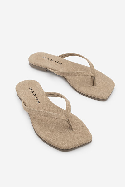 Marjin Жіночі шльопанці на тонких ремінцях з тупим носком, повсякденні сандал...