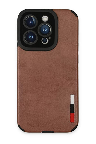 Beta Moda Hub نيوفيس حافظة آيفون 14 برو ماكس حلقة جلد سيليكون - بني