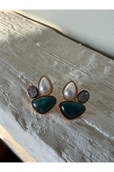 MAREM Steel Earrings with Silvery Gold Detail