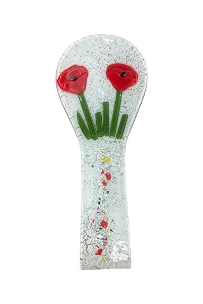 Mavituna Decorated Glass Ladle Spoon Holder Base