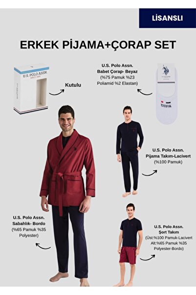 U.S. Polo Assn. Men'S, Licensed, Uspa, Robe Long/Short Pajama Set + Socks Set...