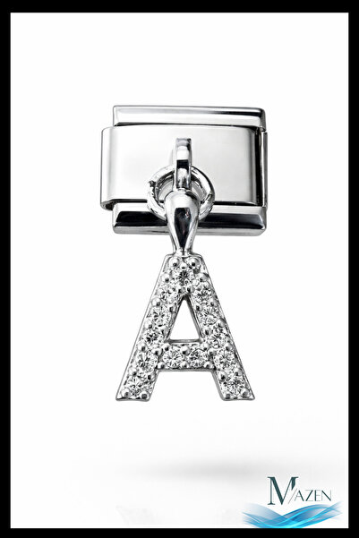 MAZEN Letter a Zircon Stone Italian Charm Bracelet Apparatus |   Steel |   Sh...