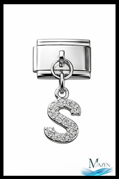 MAZEN Letter S Zircon Stone Italian Charm Bracelet Apparatus |   Steel |   Sh...