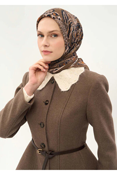 Silk Home Κασκόλ Βισκόζης Βελόρα Τεσσάρων Εποχών με Σχέδιο Ετρό Πράσινο Καφέ ...