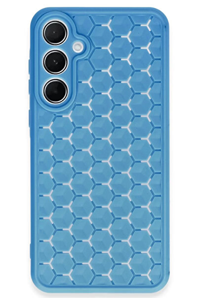 ZEMİRA HOME نيوفايس حافظة سامسونج جالاكسي A15 4G غطاء سيليكون قرص العسل - أزرق