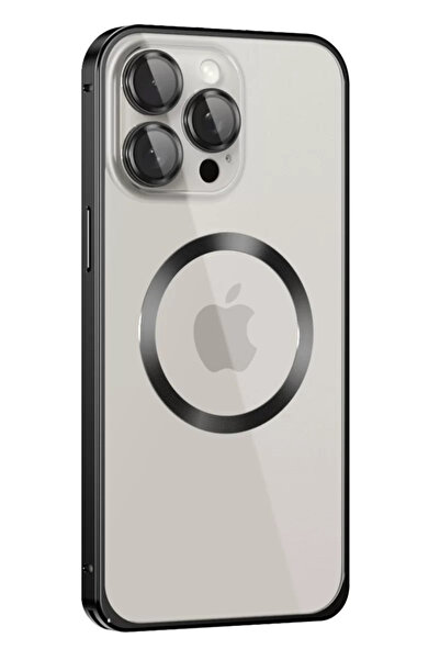 TeknoKapsül غطاء حماية مغناطيسي معدني لهاتف آيفون 15 برو ماكس من جوكو - أسود