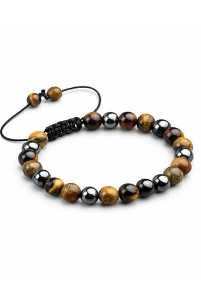 OUTFİT MAN Brățară Bărbați Tiger Eye – Mărgele Naturale Reglabilă