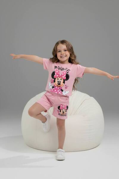 Yağmur Giyim PJKSKT M.Mause Κοριτσίστικο κοντομάνικο σετ με σορτς με σχέδια 6594