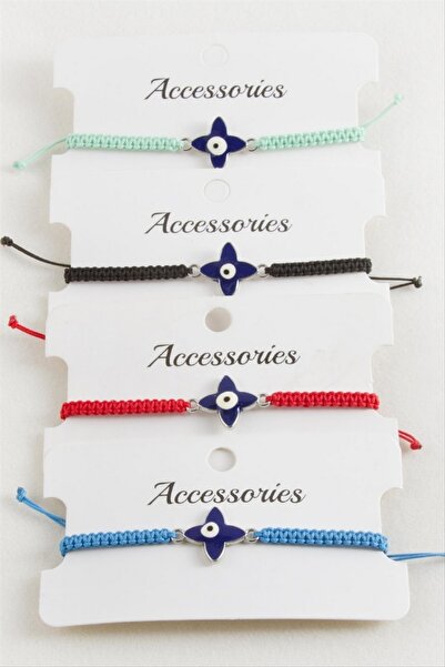 ZERO LAND Nrzsnt Flower Evil Eye Macrame Braided Bracelet (211553) - Gray