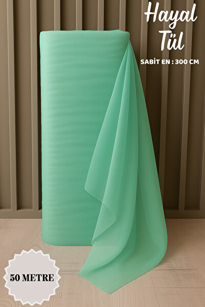 Mortex Mint Yeşili Hayal Tül Boy 50 MT En Sabit 3 MT Nişan Kına, Düğün, Bohça...