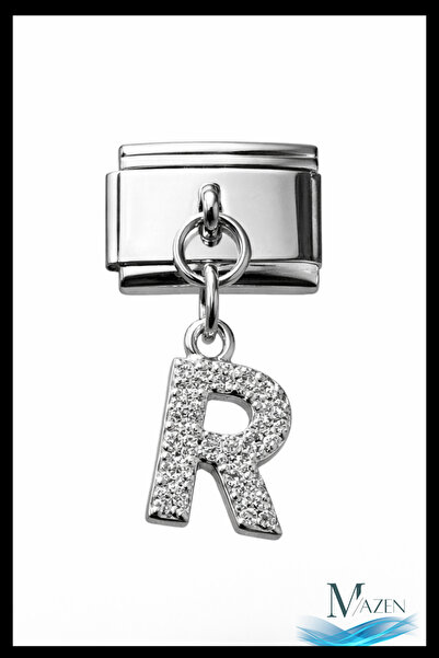 MAZEN Letter R Zircon Stone Italian Charm Bracelet Apparatus |   Steel |   Sh...