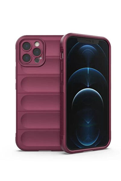 Beta Moda Hub حافظة آيفون 12 برو من نيوفايس من السيليكون المثالي - عنابي