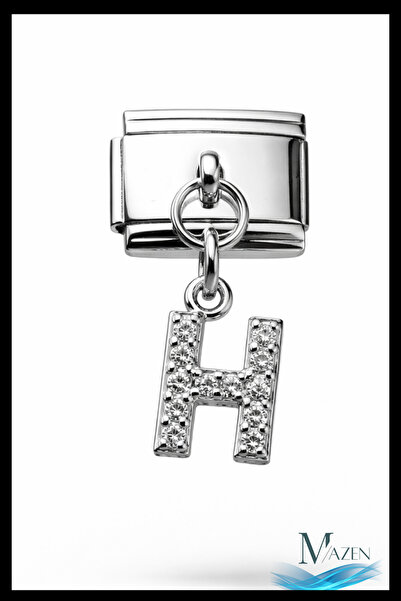 MAZEN H Letter Zircon Stone Italian Charm Bracelet Apparatus |   Steel |   Sh...