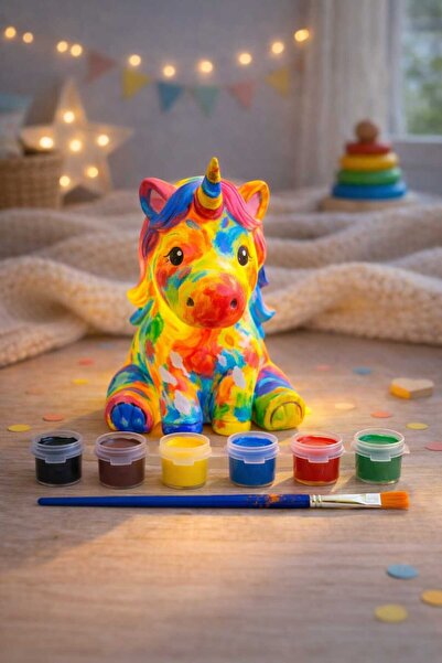 ASYDESIGN Sevimli Unicorn Boyama Seti Hobi Dekor Oyuncak Aydınlatmalı