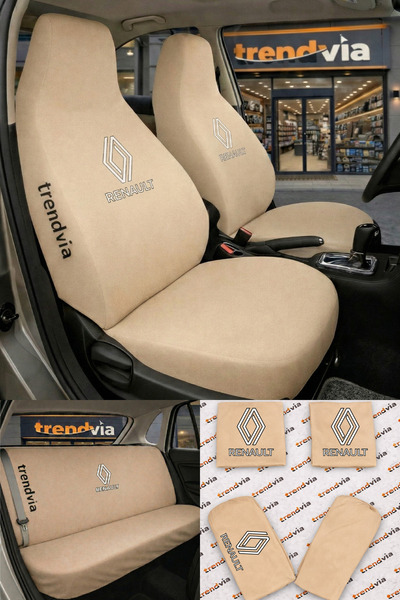 trivexa Renault (Yeni) Logolu Oto Koltuk Kılıfı Ön Arka Set – Penye Universal...