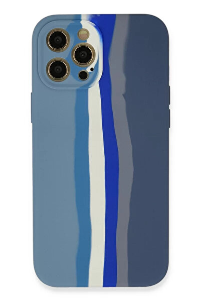 Beta Moda Hub حافظة Newface لهاتف iPhone 12 Pro من السيليكون الرخامي - أزرق-ر...