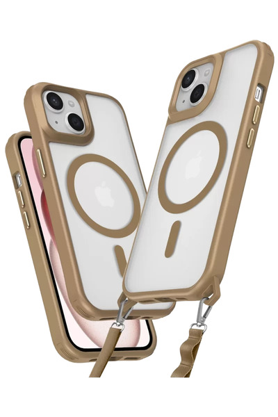 Generic Brand حافظة Newface لهاتف iPhone 15 Enka Magsafe من السيليكون - صحراوي